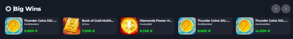 Tabla de lÃderes de grandes ganancias en vivo de FelixSpin mostrando los pagos recientes de los jugadores.